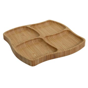 Bamboe Tapasbord met 4 Vakken - 20x20 cm, Nieuw