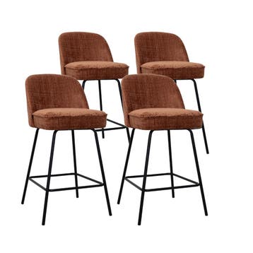 DS4U - Vida barkruk 67 cm - Set van 4 - Roestbruin - Stof, Ophalen of Verzenden, Nieuw