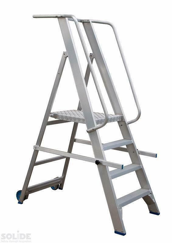Solide | Plooibaar Mobiel Platform | Magazijntrap, Doe-het-zelf en Verbouw, Ladders en Trappen, 2 tot 4 meter, Nieuw, Trap, Ophalen of Verzenden