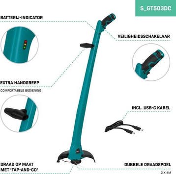 2dekans | VONROC Grastrimmer 12V - Incl. Accu, usb-c kabel, Ophalen of Verzenden, Zo goed als nieuw