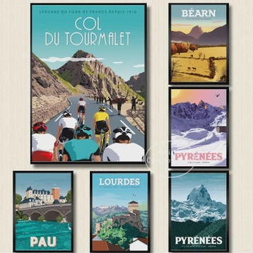 Vintage Poster Collectie: Frankrijk, Spanje, Pyreneeën & Fie, Verzenden, Nieuw