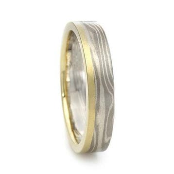 Trouwring Mokume Gane van Jaume Labro uitvoering Akule, Sieraden, Tassen en Uiterlijk, Ringen, Verzenden, Nieuw