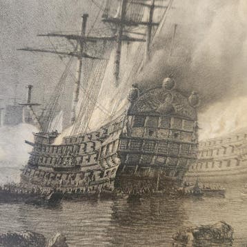 Serie van 24 lithos  Zeeslagen getekend door PJ Schotel uit, Ophalen of Verzenden