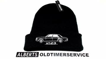 Geborduurde zwarte muts met Mercedes W123 afbeelding NIEUW!, Ophalen of Verzenden, Nieuw