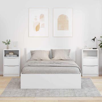 vidaXL Nachtkastjes met lade 2 pcs Wit 40 x 30 x 467 cm, Minder dan 45 cm, Verzenden, Nieuw, 55 tot 70 cm