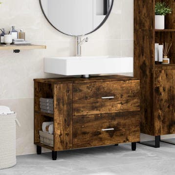 vidaXL Badkamer Waskom Gerookt eiken 80 x 35 x 60 cm Bewerkt, Verzenden, Nieuw