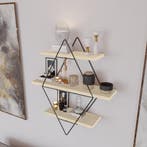 Wandrek Heinävesi met 3 planken 65x60x15 cm zwart en naturel, Huis en Inrichting, Woonaccessoires | Wandplanken en Boekenplanken