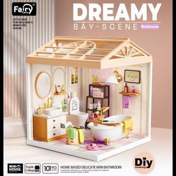 Dreamy mini house Badkamer Bathroom met ledlamp DIY Model..., Verzenden, Nieuw