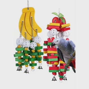 Kleurrijk Houten Vogel Speeltje - Kauwspeelgoed & Schommel v