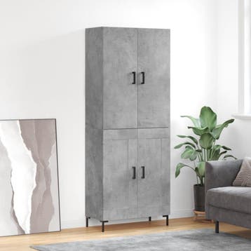 vidaXL buffetkast 69,5x34x180 cm bewerkt hout betongrijs, Minder dan 50 cm, Verzenden, Nieuw, Minder dan 100 cm