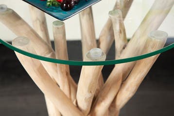Design Bijzettafel DRIFTWOOD 40cm Teak Ronde salontafel -, Huis en Inrichting, Ophalen of Verzenden, Nieuw