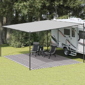 vidaXL Tenttapijt 400x500 cm HDPE antracietkleurig en wit, Verzenden, Nieuw
