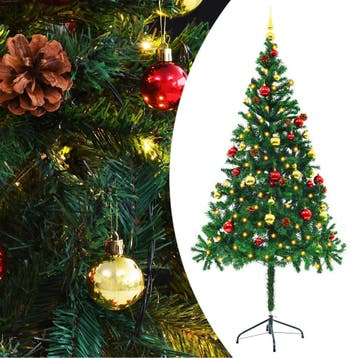 vidaXL Kunstkerstboom met verlichting en kerstballen 180 cm, Verzenden, Nieuw
