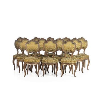Stoel (12) - Walnoot - Set van 12 stoelen met