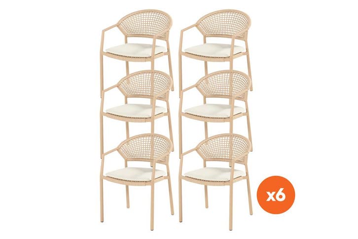 Set van 6 - Hartman Taragona stapelbare rope dining, Tuin en Terras, Tuinsets en Loungesets, Nieuw, Overige materialen, Verzenden