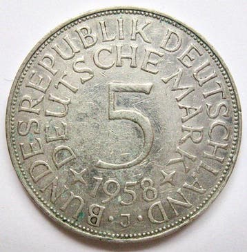 Duitsland, Bondsrepubliek 5 Mark 1958-J | Keydate-Rare