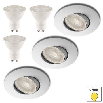 Set van 3 inbouwspots Lucca wit + LED spots GU10 Lybardo |, Verzenden, Nieuw, Overige typen
