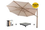 Siesta premium zweefparasol 350 cmØ houtlook frame sand 4, Tuin en Terras, Parasols, Ophalen of Verzenden, Nieuw