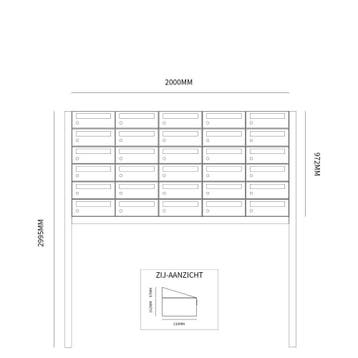 Brievenbusunit Hive set vrijstaand 5-breed, 6-hoog - zwart, Verzenden, Nieuw