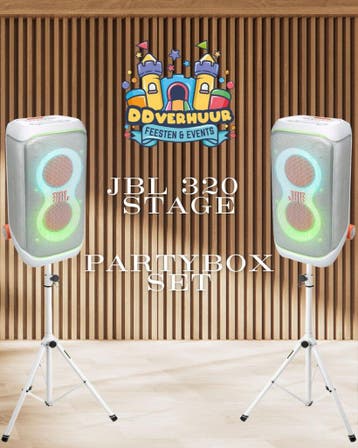 JBL Stage 320 Partybox set (2x) huren – €95 p/dag, Zo goed als nieuw