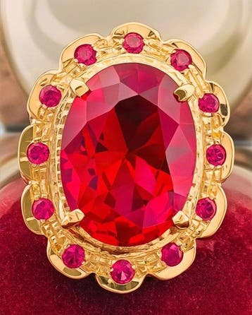 Zonder minimumprijs - Ring - 9 kt. Geel goud, Zilver Robijn, Nieuw