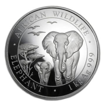 1 kilo zilveren Somalische Olifant munt, Verzenden