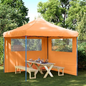 vidaXL Partytent inklapbaar pop-up met 2 zijwanden oranje, Tuin en Terras, Partytenten, Verzenden, Nieuw, Partytent