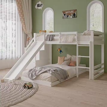 Kinder stapelbed met glijbaan en ladder 90x200 cm, Verzenden, Nieuw