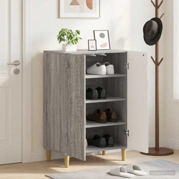 vidaXL Schoenenkast DELFT 59,5 x 39,5 x 90 cm Bewerkt hout, Verzenden, Nieuw