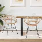 vidaXL Eetkamerstoel 2 pcs Riet en IJzer Naturel 54 x 65 x, Huis en Inrichting, Stoelen, Verzenden, Nieuw, Bruin