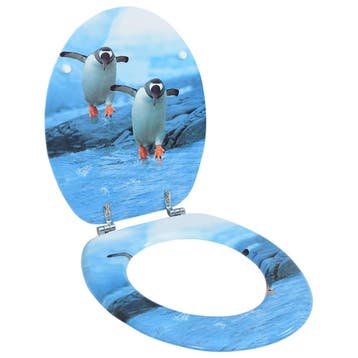 vidaXL Toiletbril met deksel pinguïn MDF, Verzenden, Nieuw