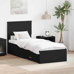 vidaXL Bedframe met lade Zwart en Zilver 75 x 190 cm Bewerkt, Verzenden, Nieuw, Zwart, Hout