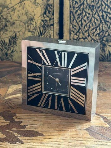 Wekker - cartier - Art Deco Staal - 1990-2000 - Art Deco, Antiek en Kunst