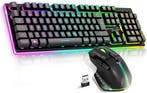 Gaming Toetsenbord Muis Draadloos | RGB Set Retourdeal 40..., Ergonomisch, Nieuw, Ophalen of Verzenden, Draadloos