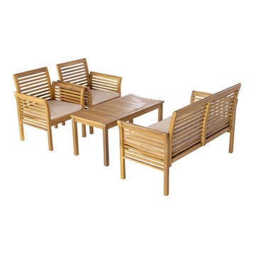 Tuinset Candela 4-delig houtkleurig en beige casa.pro, Verzenden, Nieuw