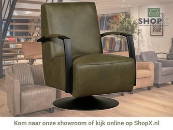 Leren draaifauteuil Mood - Granada Moss (olijf/groen) -, Nieuw, Ophalen of Verzenden, 50 tot 75 cm, Industrieel, Modern