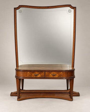 Wandspiegel - Hout, Glas, Brons - Art Deco console Italië