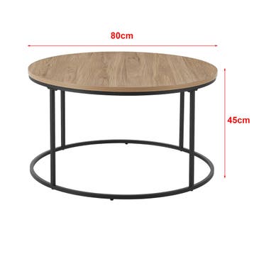 [en.casa] Salontafel Kuhmoinen rond 45x80 cm zwart mat en ho, Verzenden, Nieuw
