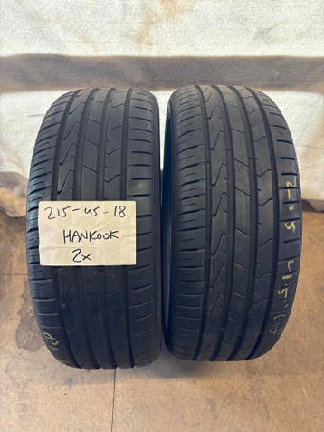 2 stuks Hankook Pirelli Bridgestone 215/45 R18 Zomerbanden, Ophalen, 18 inch, Band(en), Personenwagen
