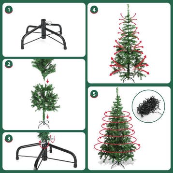 Kerstboom met verlichting - Kunstkerstboom - 210 cm - Met st, Diversen, Verzenden, Zo goed als nieuw