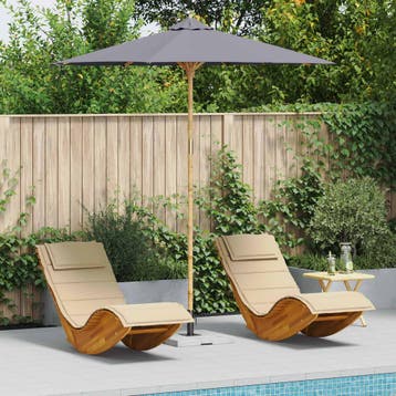 vidaXL Tuinparasol Ø 240 x 260 cm Bamboe Rond Donkergrijs, Verzenden, Nieuw, 2 tot 3 meter