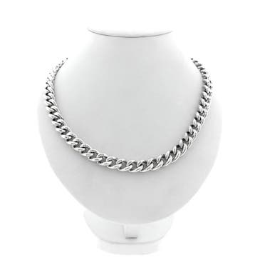 Zilveren gourmetschakel ketting, Sieraden, Tassen en Uiterlijk, Kettingen, Ophalen of Verzenden, Gebruikt, Zilver, Zilver