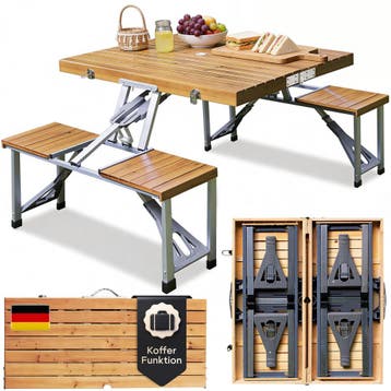 Campingtafel Hout Aluminium 85,5x72x65cm (Tafels-Stoelen), Verzenden, Nieuw