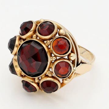 Ring - 14 karaat Geel goud Granaat, Sieraden, Tassen en Uiterlijk, Ringen, Nieuw