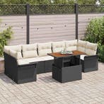 vidaXL Tuin Sofa Set met opslag 8 pcs Zwart Poly riet, Verzenden, Nieuw, Rotan, 8 zitplaatsen