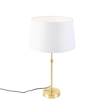 Tafellamp goud/messing met linnen kap wit 35 cm - Parte, Verzenden, Nieuw, Modern