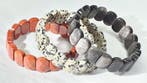 3 Armbanden van mineralen: Rode jaspis, Dalmatijnjaspis en