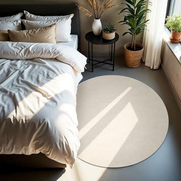 Kortpolig vloerkleed Soft Zone - Ø 120 cm, crème, Verzenden, Nieuw