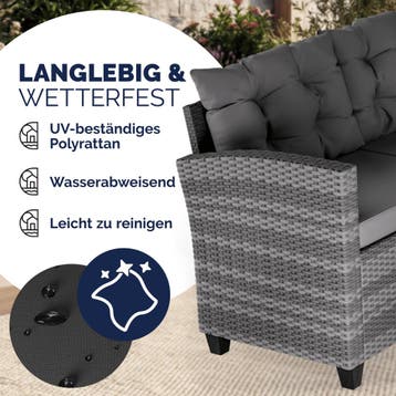 Polyrotan Loungeset  Lissabon Grijs/Antraciet, Verzenden, Nieuw