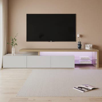 Moderne TV Meubel met LED Verlichting, 3 Lades en Glazen Par, Huis en Inrichting, Verzenden, Nieuw